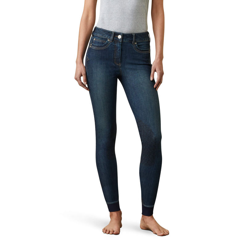 Ariat Hose Damen - Halo Denim Knee Patch Breech Blau ( VZUBY-7942 )